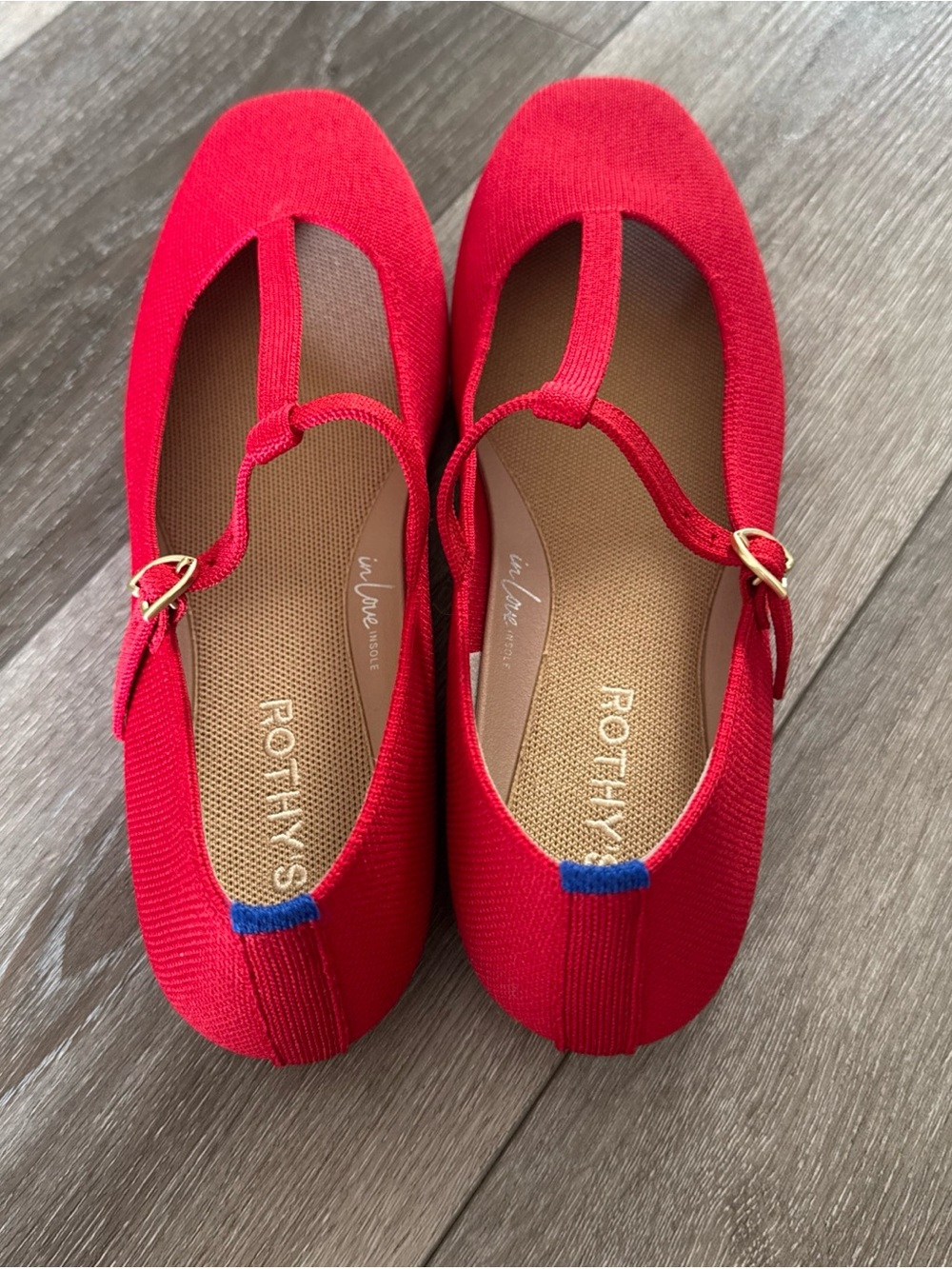 ROTHY'S The T-Strap Mary Jane Red Crisp Women's Flat Size US 10.5 NWOB - Picture 5 of 9